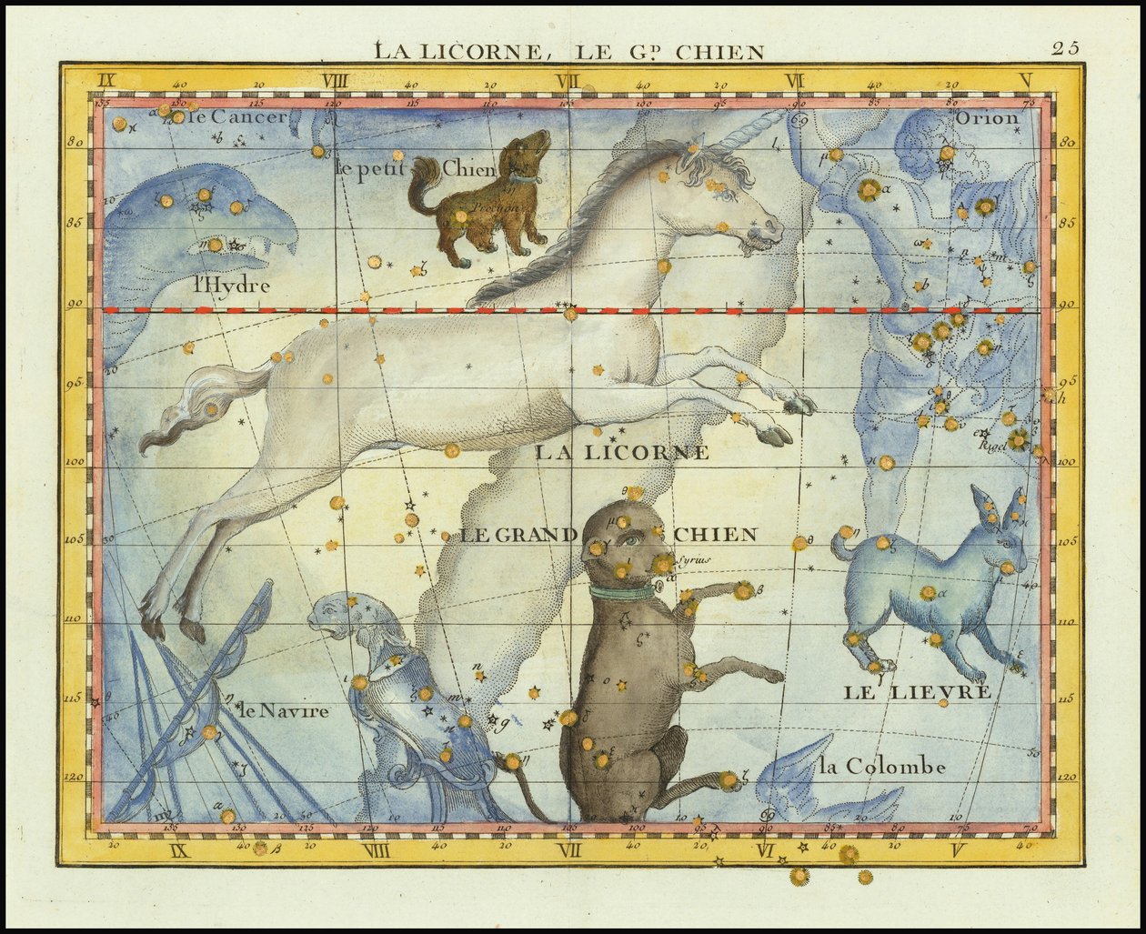 1776 - John Flamsteed - La Licorne, Le Grand Chien (Monoceros  Canis Major) 作者 约翰·弗拉姆斯蒂德