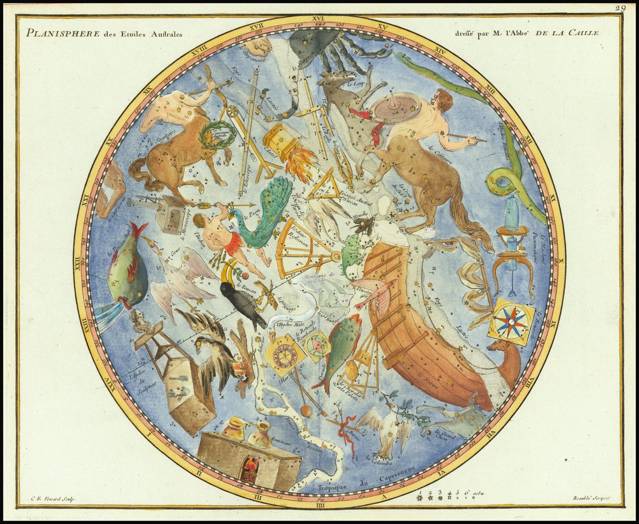 1776 - John Flamsteed - Planisphere des Etoiles Australes 作者 约翰·弗拉姆斯蒂德