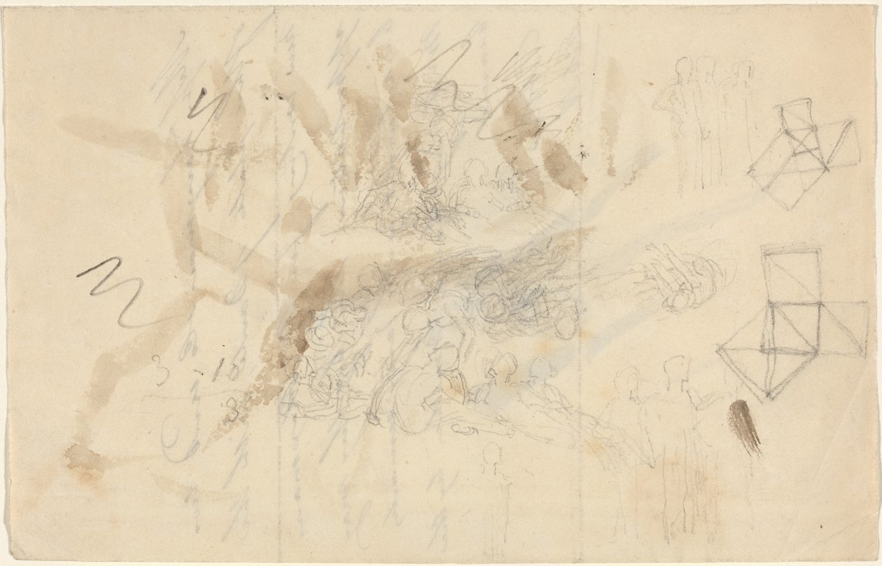 天使降临人之女》，可能创作于约 1821 年（石墨） 作者 约翰·弗拉克斯曼