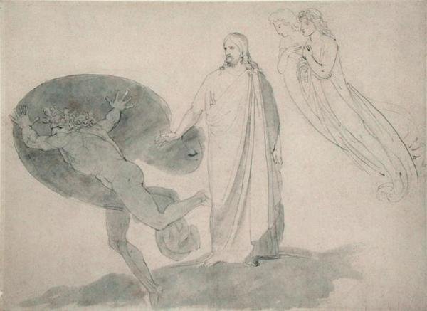 撒旦，1783-87（铅笔，钢笔，水墨在纸上） 作者 约翰·弗拉克斯曼