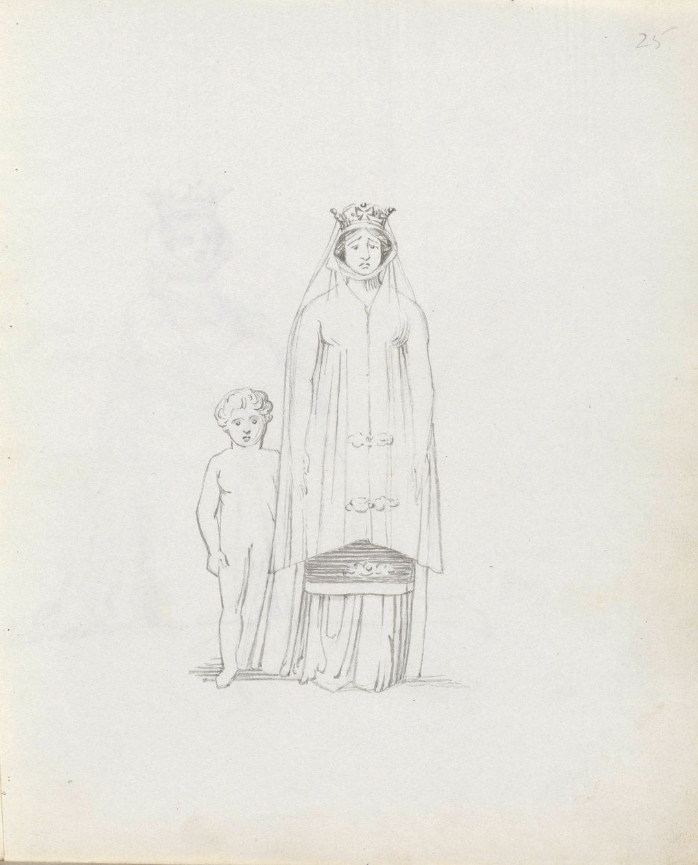 Siddons夫人作为康斯坦斯与孩子，1783年（钢笔，墨水和纸上洗） 作者 约翰·弗拉克斯曼