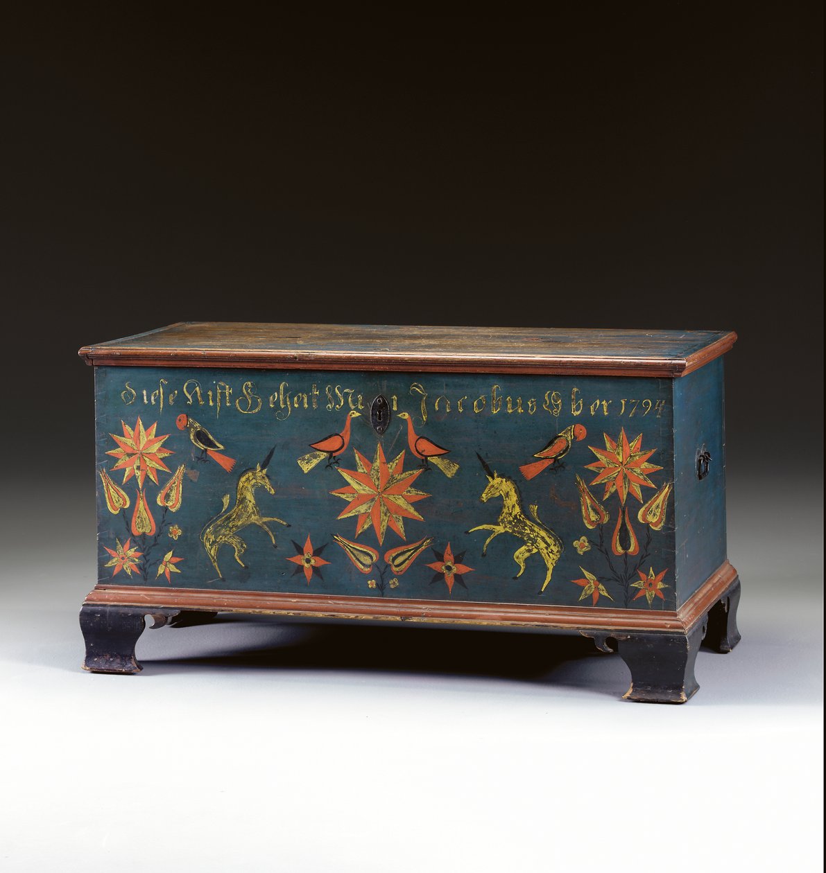 装饰的可升降顶箱，专为雅各布·奥伯（Jacob Ober）设计，1794年，美国宾夕法尼亚州兰开斯特县，拉福镇 作者 约翰·弗洛里
