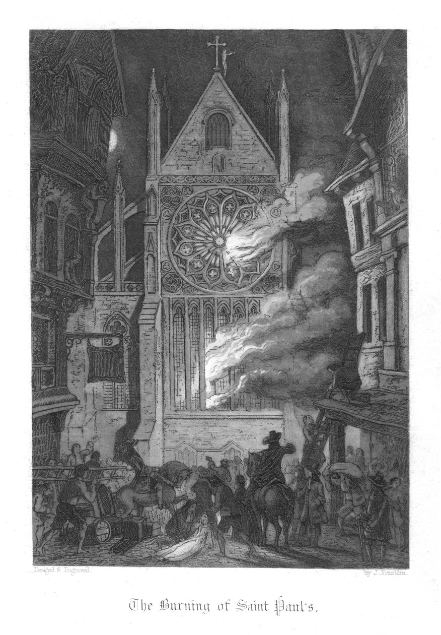 威廉·哈里森·安斯沃思的《旧圣保罗的场景》，1855 作者 约翰·富兰克林
