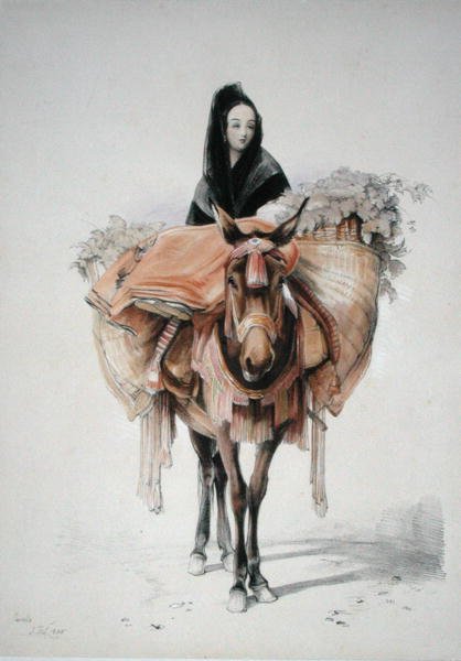 塞维利亚 1835年，出自《西班牙素描》，由查尔斯-约瑟夫-赫尔曼德（1789-1850）雕刻，1836年出版（彩色平印）。 作者 约翰·弗雷德里克（后）刘易斯