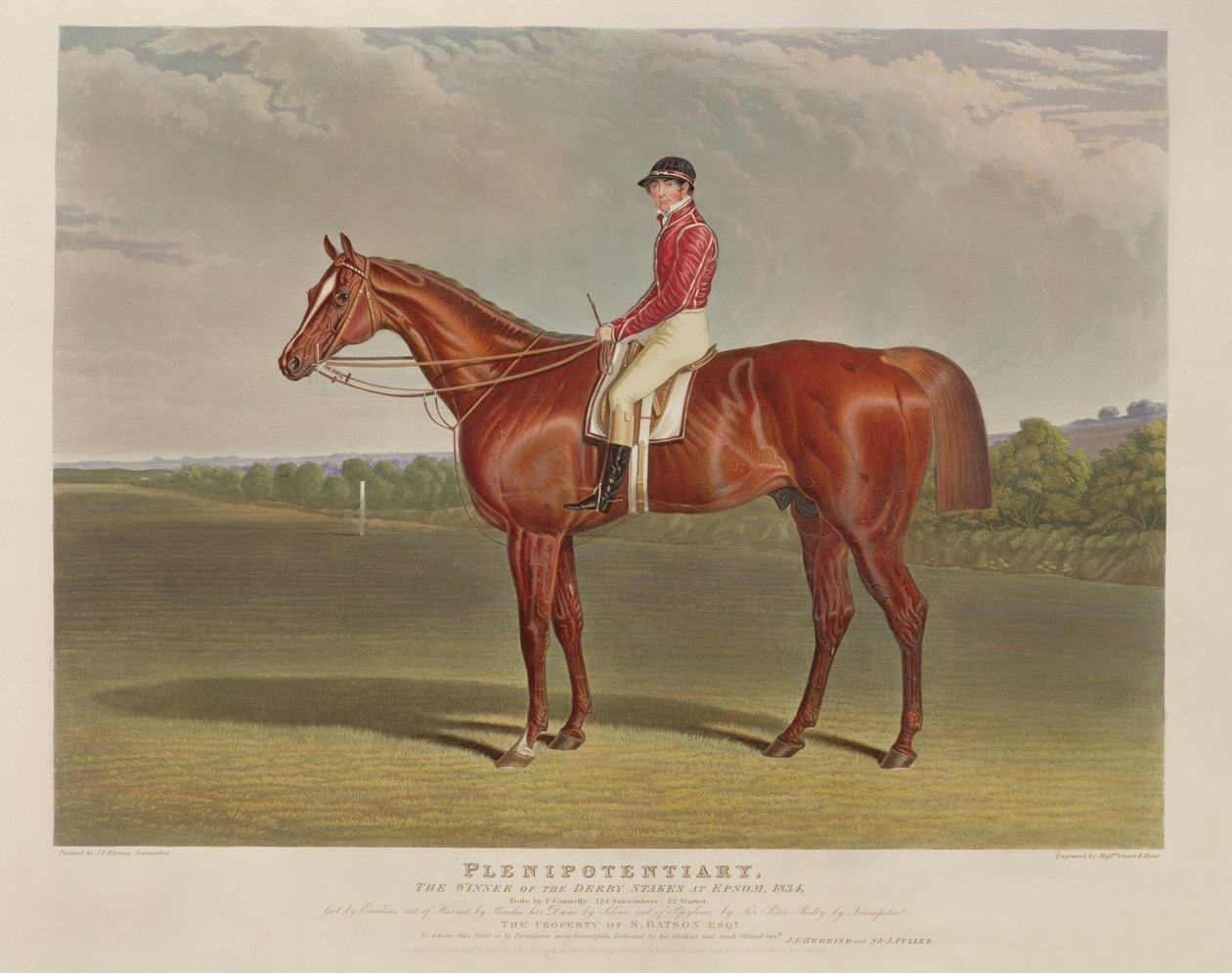 &39;全权代表&39;，1834年埃普索姆德比锦标赛的获胜者，由RW Smart和Charles Hunt（1803-77），酒吧雕刻。作者：S. und J. Fuller，1834（aquatint） 作者 老约翰弗雷德里克鲱鱼