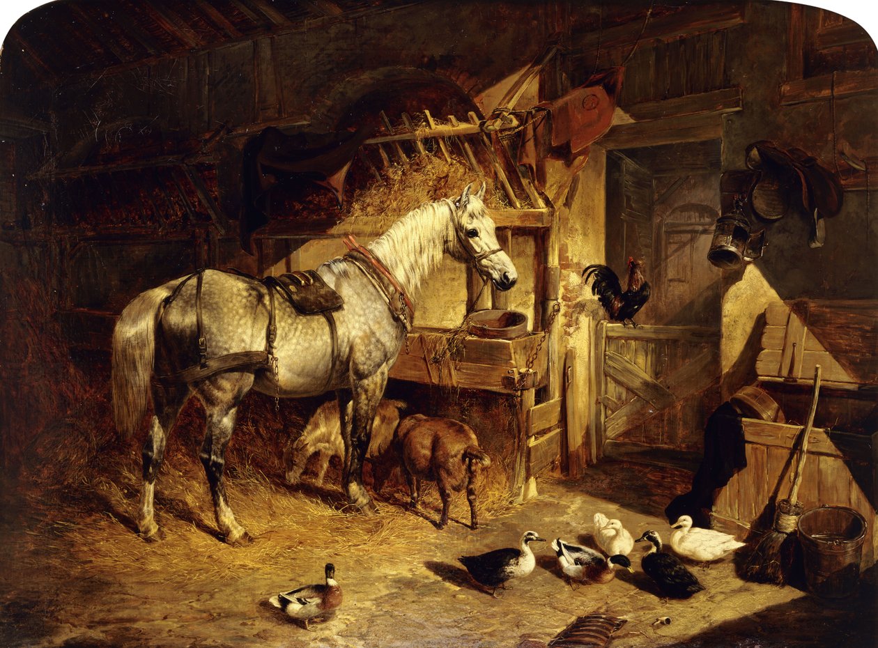马843里的斑马灰色马,、鸭子，山羊和马槽马Go的马Du内部，1843年 作者 老约翰弗雷德里克鲱鱼
