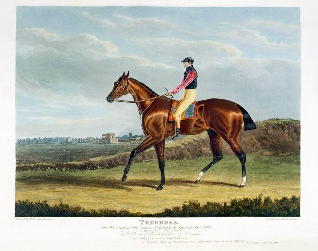 &39;Theodore&39;，1822年在唐卡斯特的Great St. Leger的获奖者，由Thomas Sutherland（bc1785），酒吧刻。作者：W。Sheardown und Son（aquatint） 作者 老约翰弗雷德里克鲱鱼
