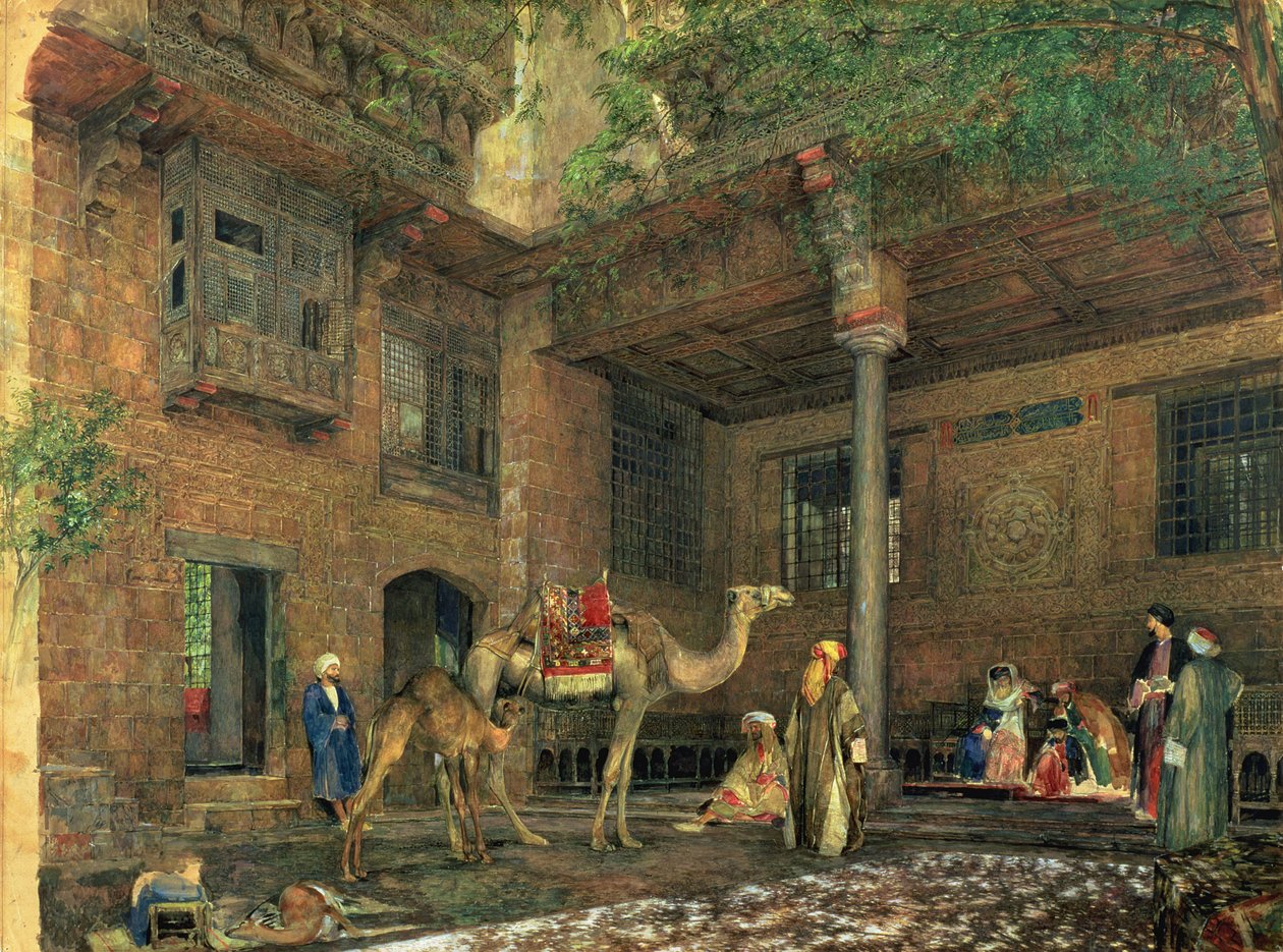 画家之家庭院，开罗，约1851年 作者 约翰·弗雷德里克·刘易斯
