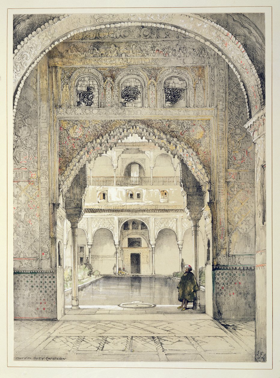 大使馆的门，来自“阿尔罕布拉宫的草图和绘画”，由William Gauci（1825  -  54年）雕刻，1835年 作者 约翰·弗雷德里克·刘易斯