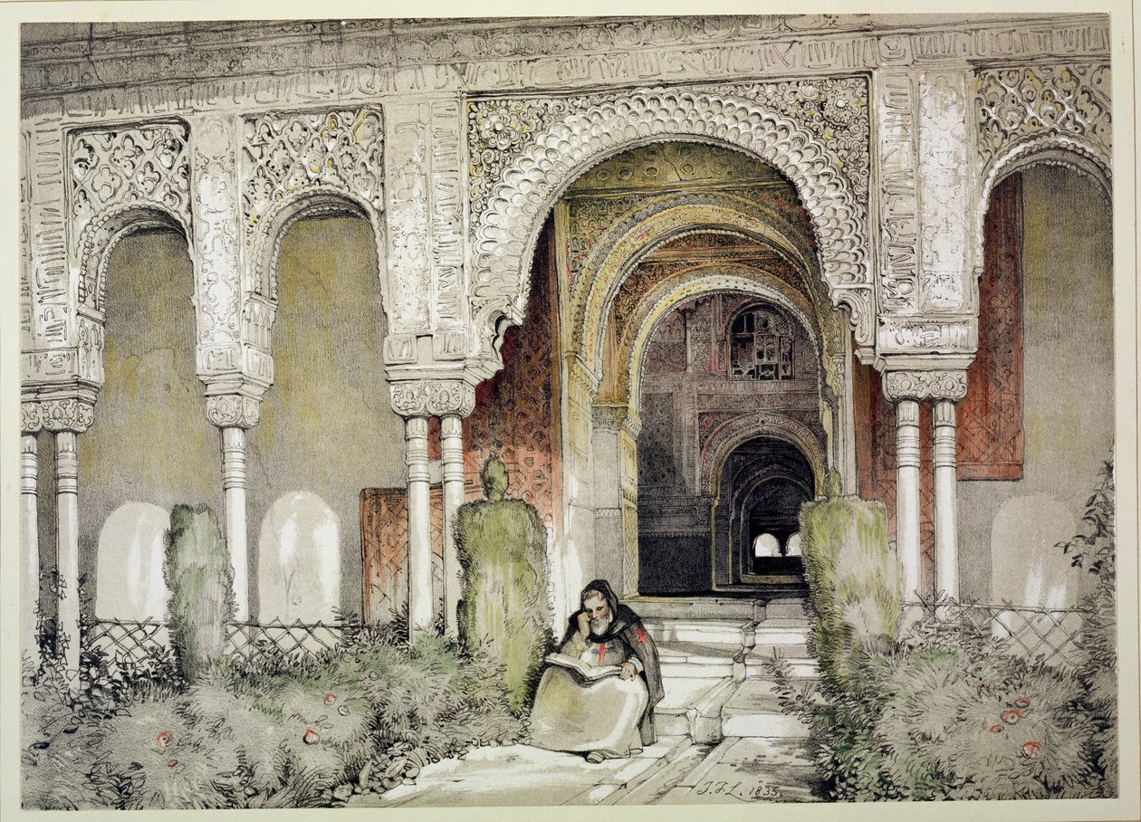 从1835年“阿罕布拉的草图和绘画”进入两姐妹大厅（Sala de las dos Hermanas） 作者 约翰·弗雷德里克·刘易斯