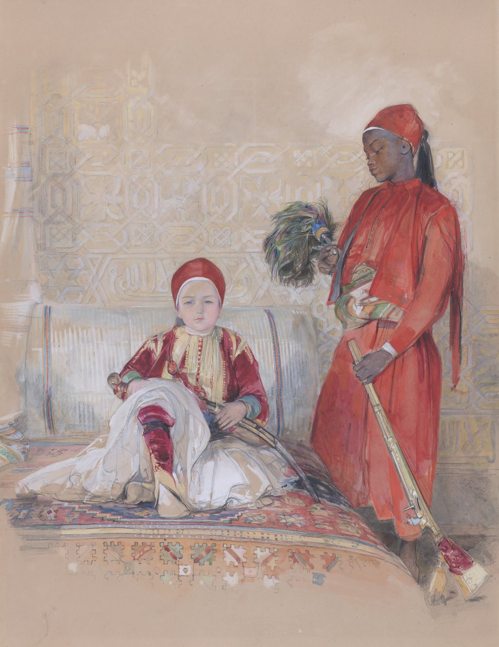 伊斯坎德-贝和他的仆人，约1848年。 作者 约翰·弗雷德里克·刘易斯