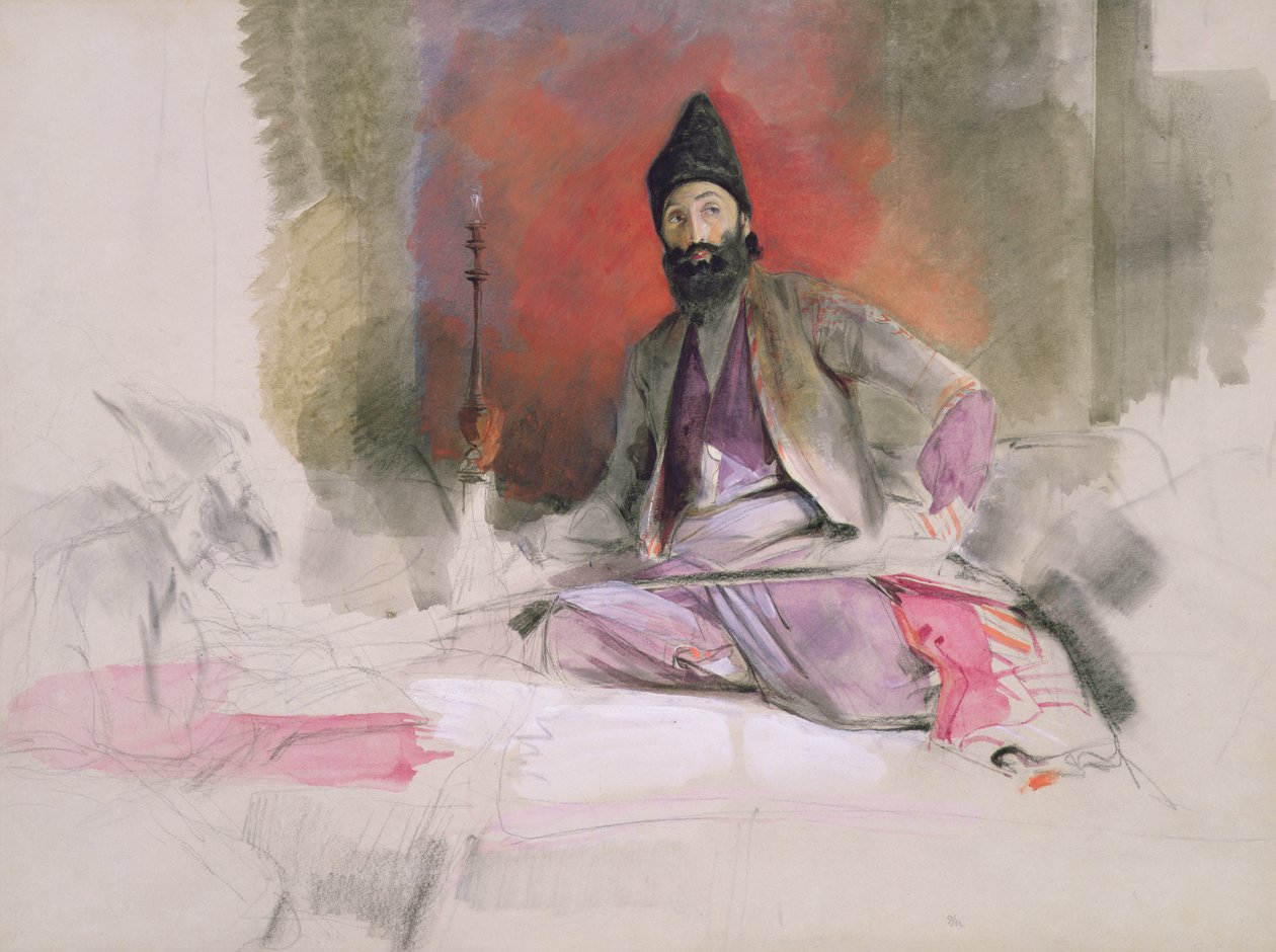 No.0738研究土耳其Magnate，可能是Hallicoo Mirza，c.1840（粉笔，wc和水粉） 作者 约翰·弗雷德里克·刘易斯