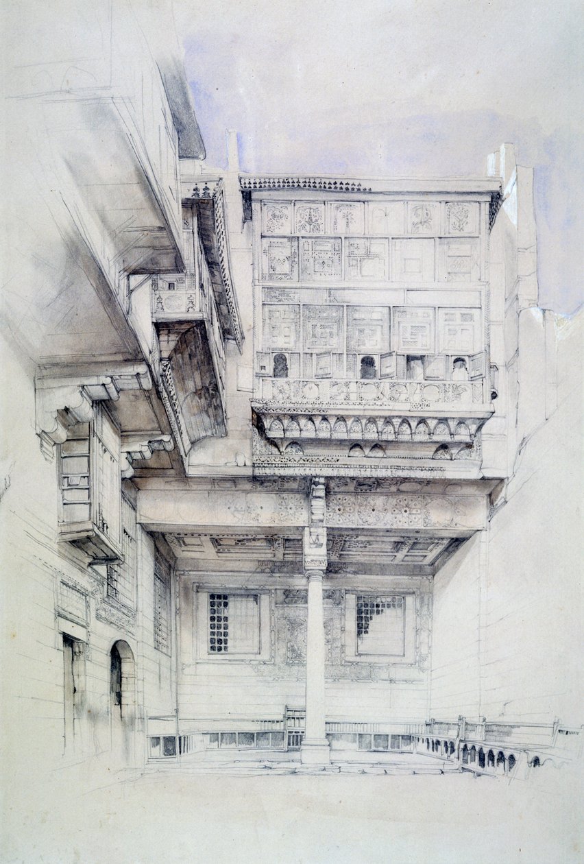 19世纪，埃及开罗，艺术家之家法院 作者 约翰·弗雷德里克·刘易斯