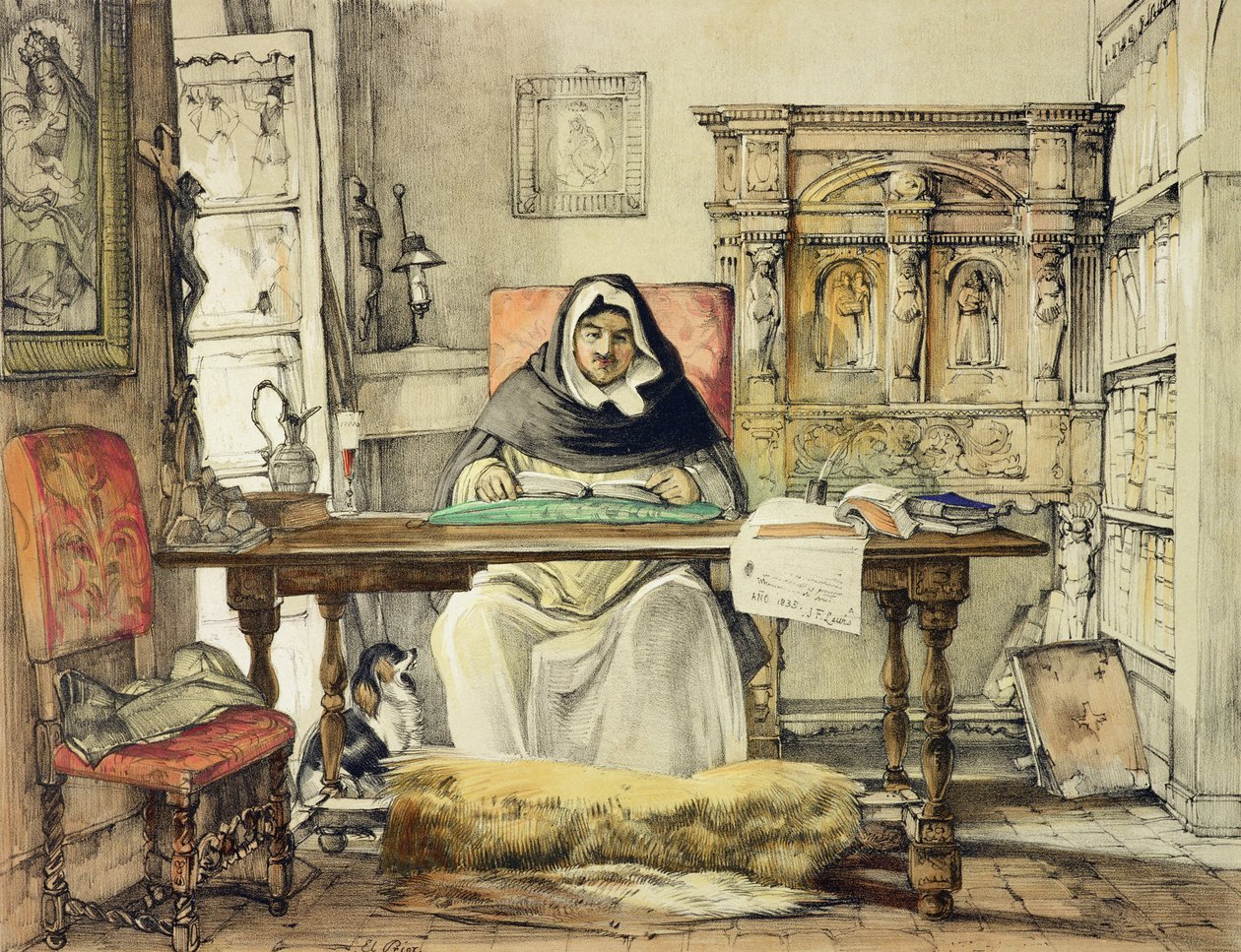 The Prior，来自“西班牙草图”，由Charles Joseph Hullmandel（1789-1850）镌刻，1836年出版 作者 约翰·弗雷德里克·刘易斯