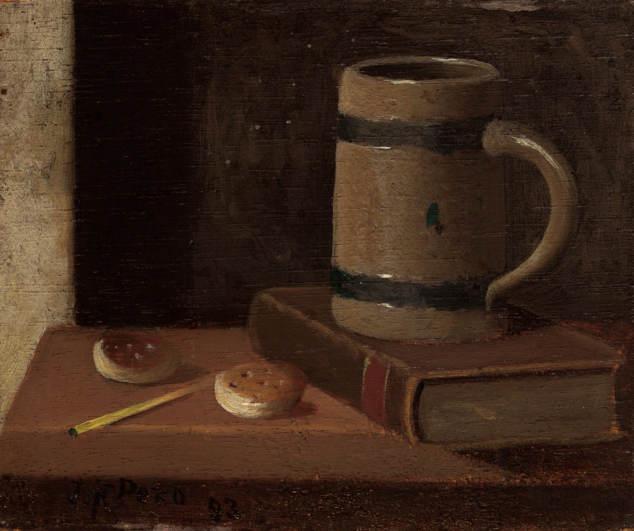 杯子、书、饼干和火柴，1893年。 作者 约翰·弗雷德里克·佩托