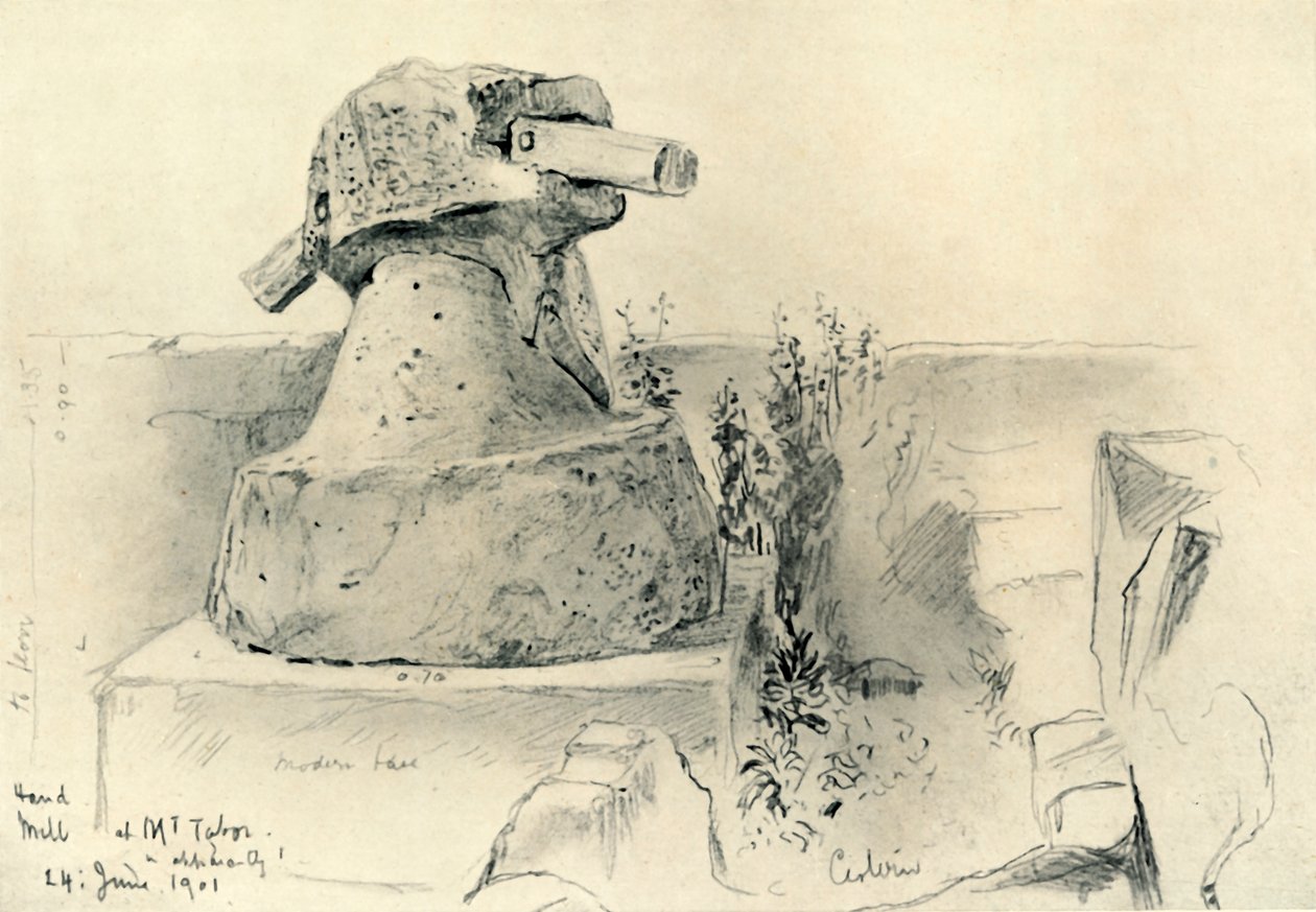 1902年，在塔博尔山的古代手工磨坊。 作者 约翰·富利洛夫