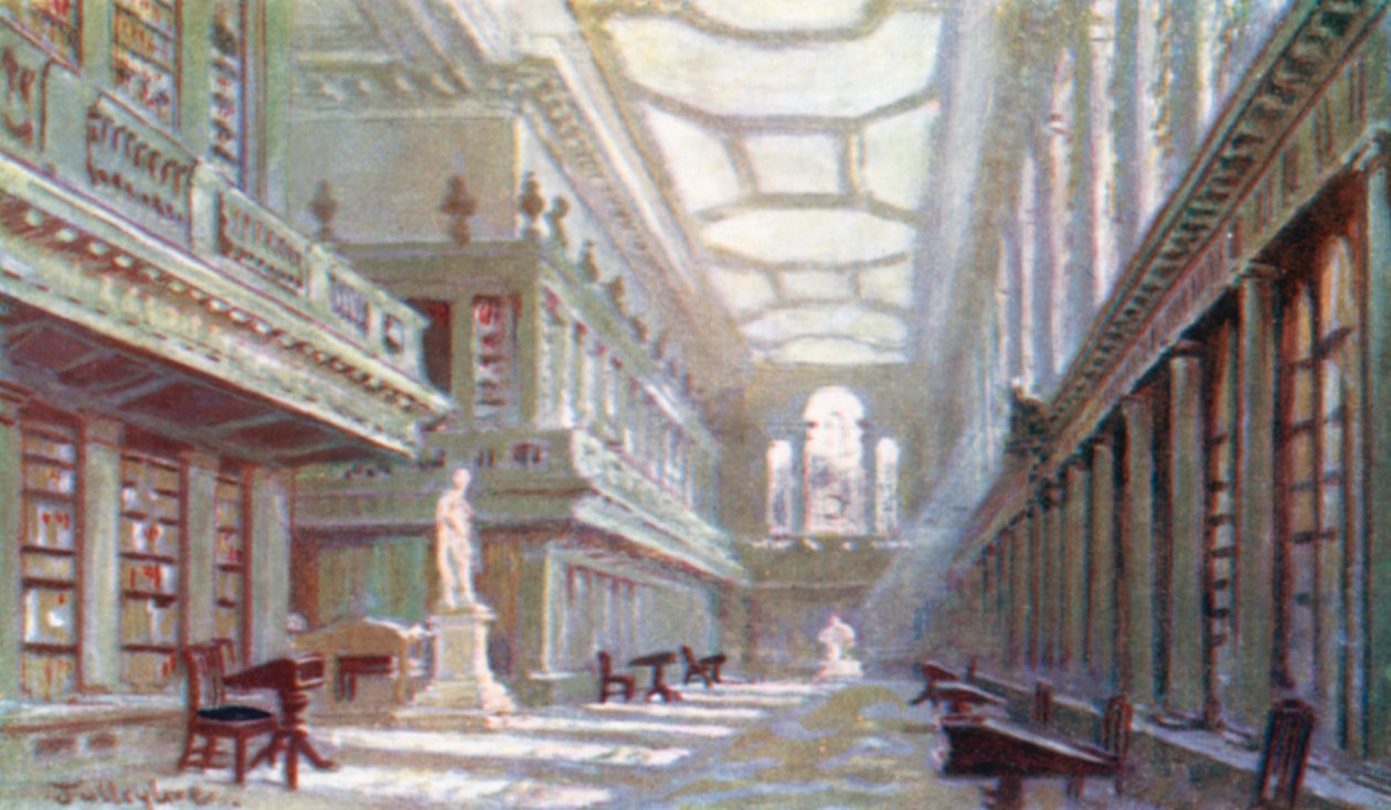 万灵学院图书馆内部（彩色石版画） 作者 约翰·富利洛夫