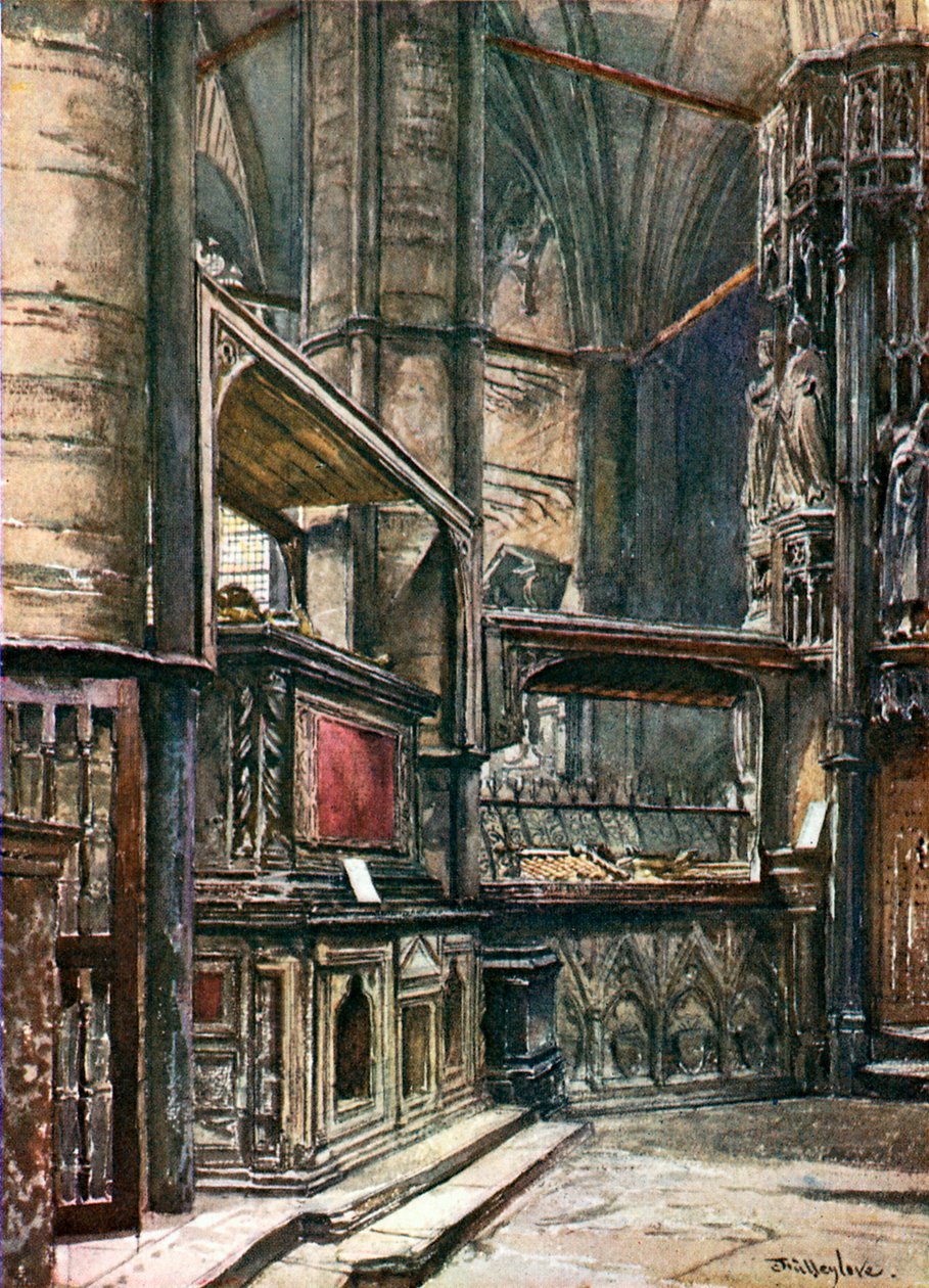 亨利三世陵墓，来自圣爱德华教堂（彩色石版画） 作者 约翰·富利洛夫