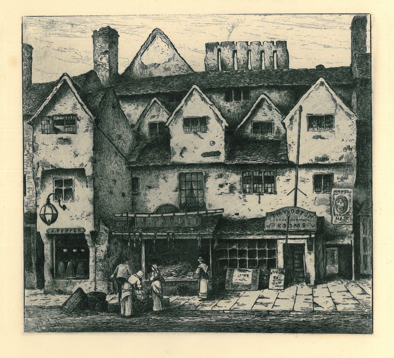 老房子，Digbeth，Walsall，来自&39;Old Wolverhampton&39;Vol.I.第1-37号，1880年出版 作者 约翰·富伍德