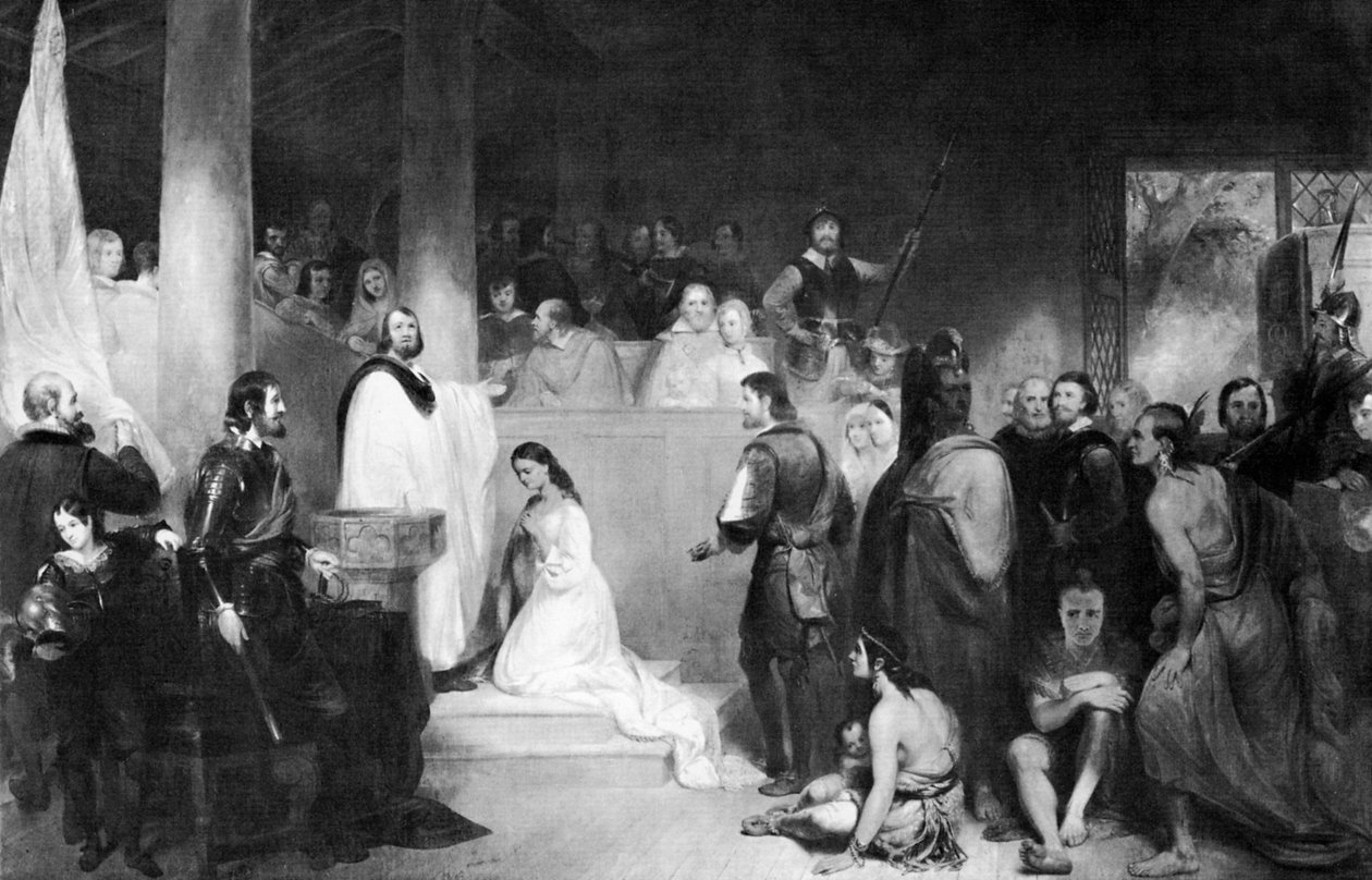 1613年1840年在弗吉尼亚州詹姆斯敦举行的风中奇缘洗礼 作者 约翰·盖茨比·查普曼