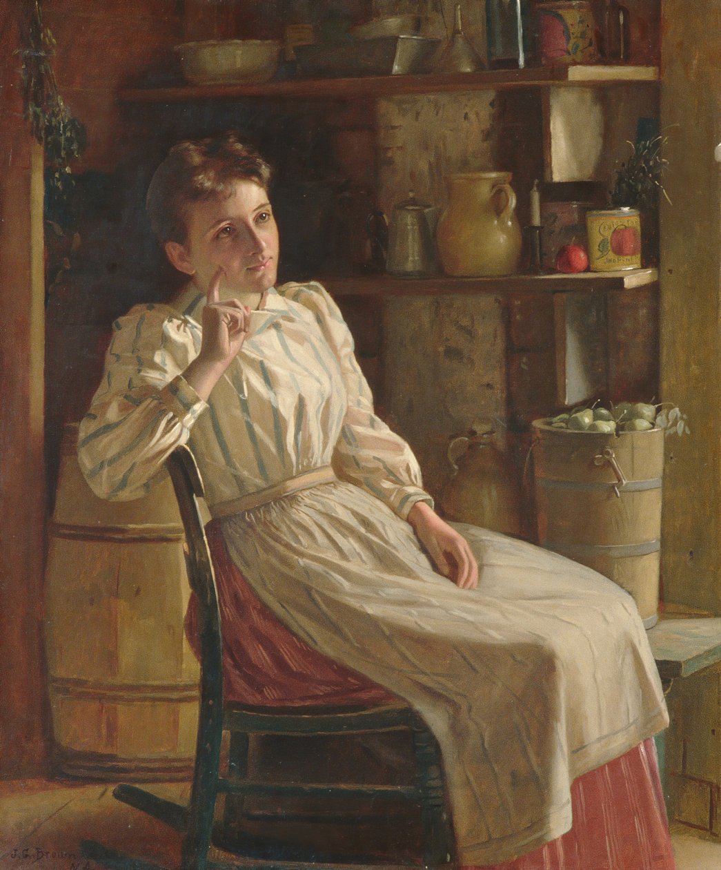 冥想，约。 1900-1910。 作者 约翰·乔治·布朗