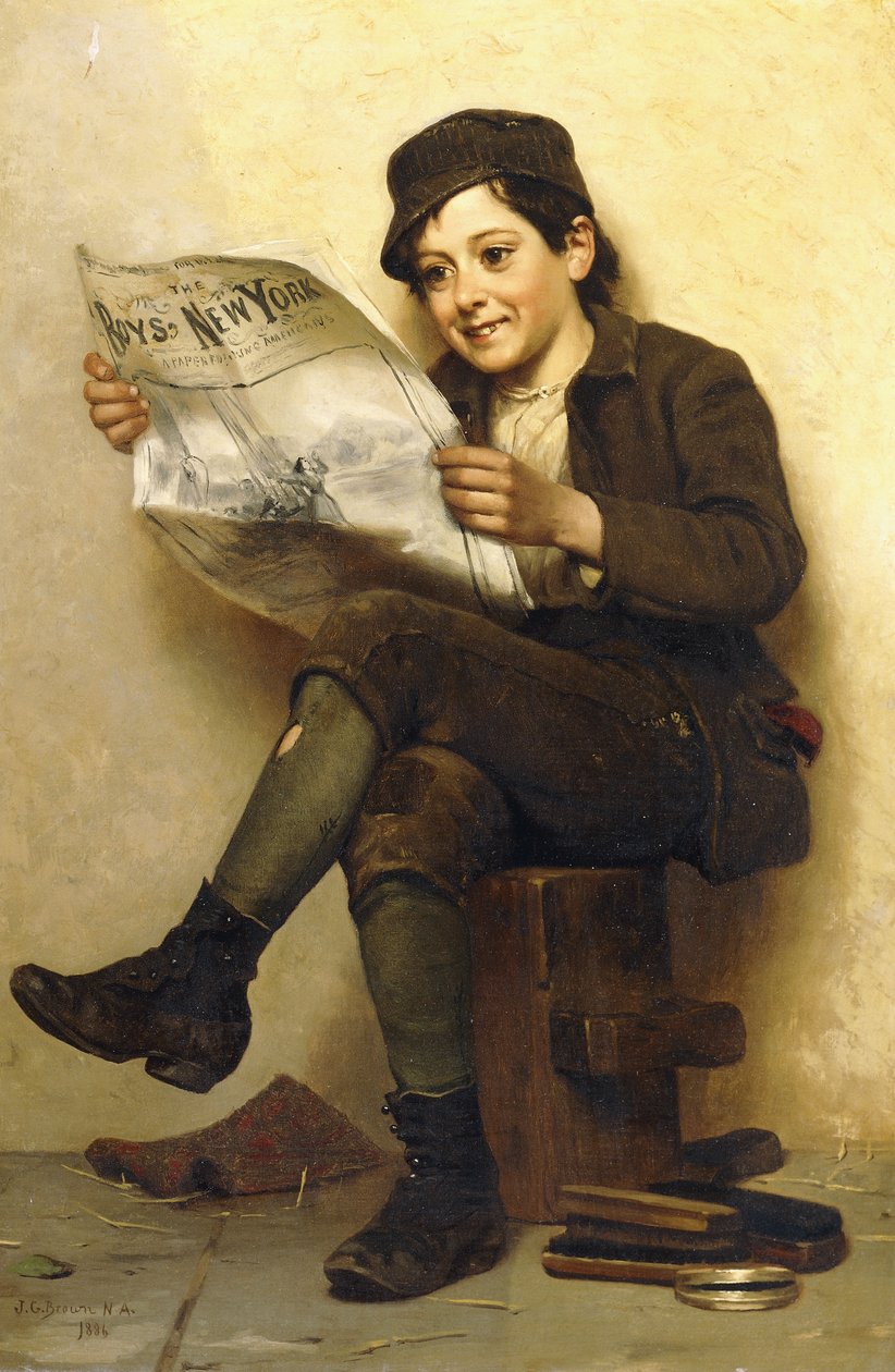 《男孩们》，纽约，1886年 作者 约翰·乔治·布朗
