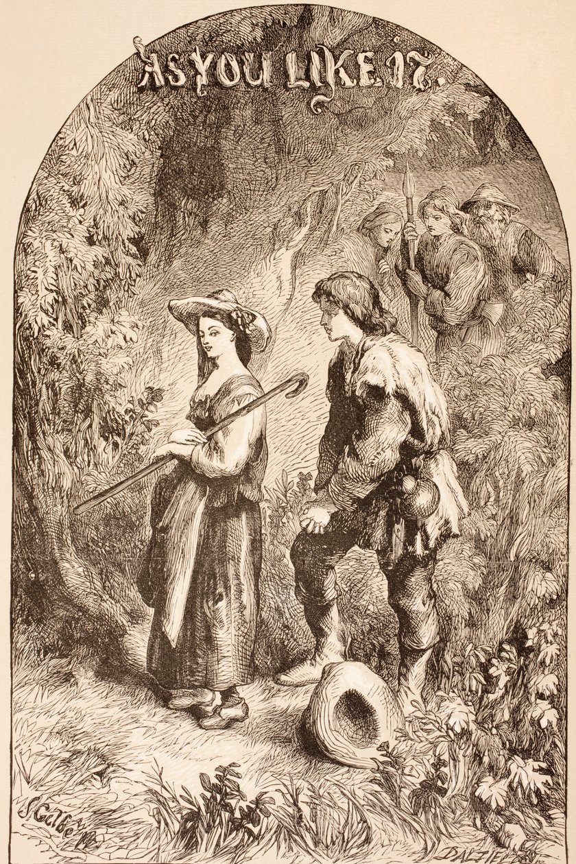 插图为你喜欢它，来自&39;插图图书馆莎士比亚&39;，1890年伦敦出版 作者 约翰·吉尔伯特