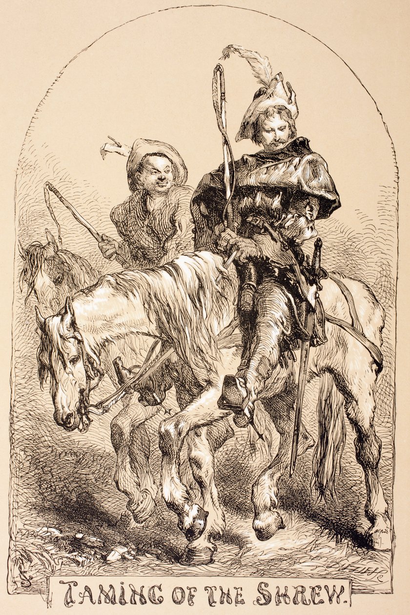 1890年伦敦出版的“The Illustrated Library Shakespeare”中的“驯悍记”插图 作者 约翰·吉尔伯特