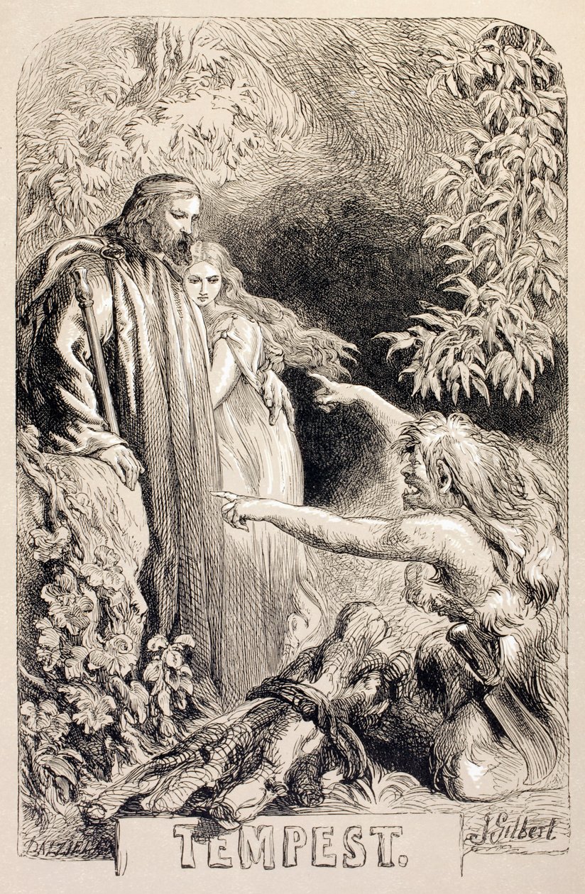 The Tempest的插图，来自&39;The Illustrated Library Shakespeare&39;，于1890年伦敦出版 作者 约翰·吉尔伯特
