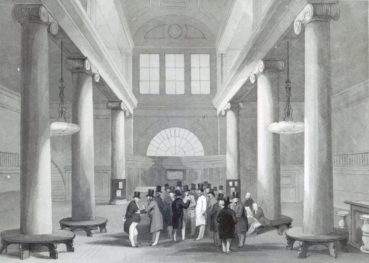 证券交易所，由亨利梅尔维尔（Henry Melville）雕刻，c.1842 作者 约翰·吉尔伯特