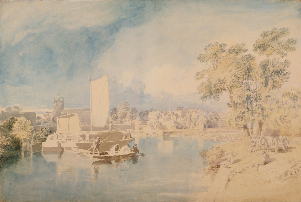 艾尔沃斯的泰晤士河，c.1805-10（石墨和纸张上的wc） 作者 约翰·格洛弗