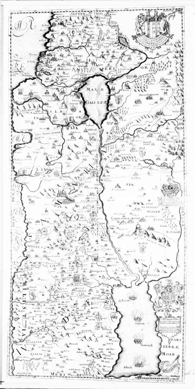 撒玛利亚的地图，来自托马斯富勒的“Pisgah-Palest of Palestine”，1650年 作者 约翰·戈达德