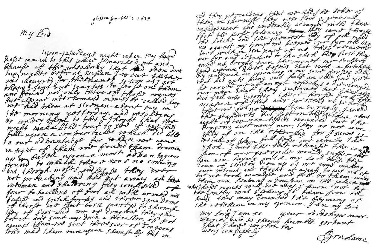 克拉夫豪斯·格雷厄姆（Graham of Claverhouse）的信，邓迪子爵，1629年，1840年 作者 约翰·格雷厄姆