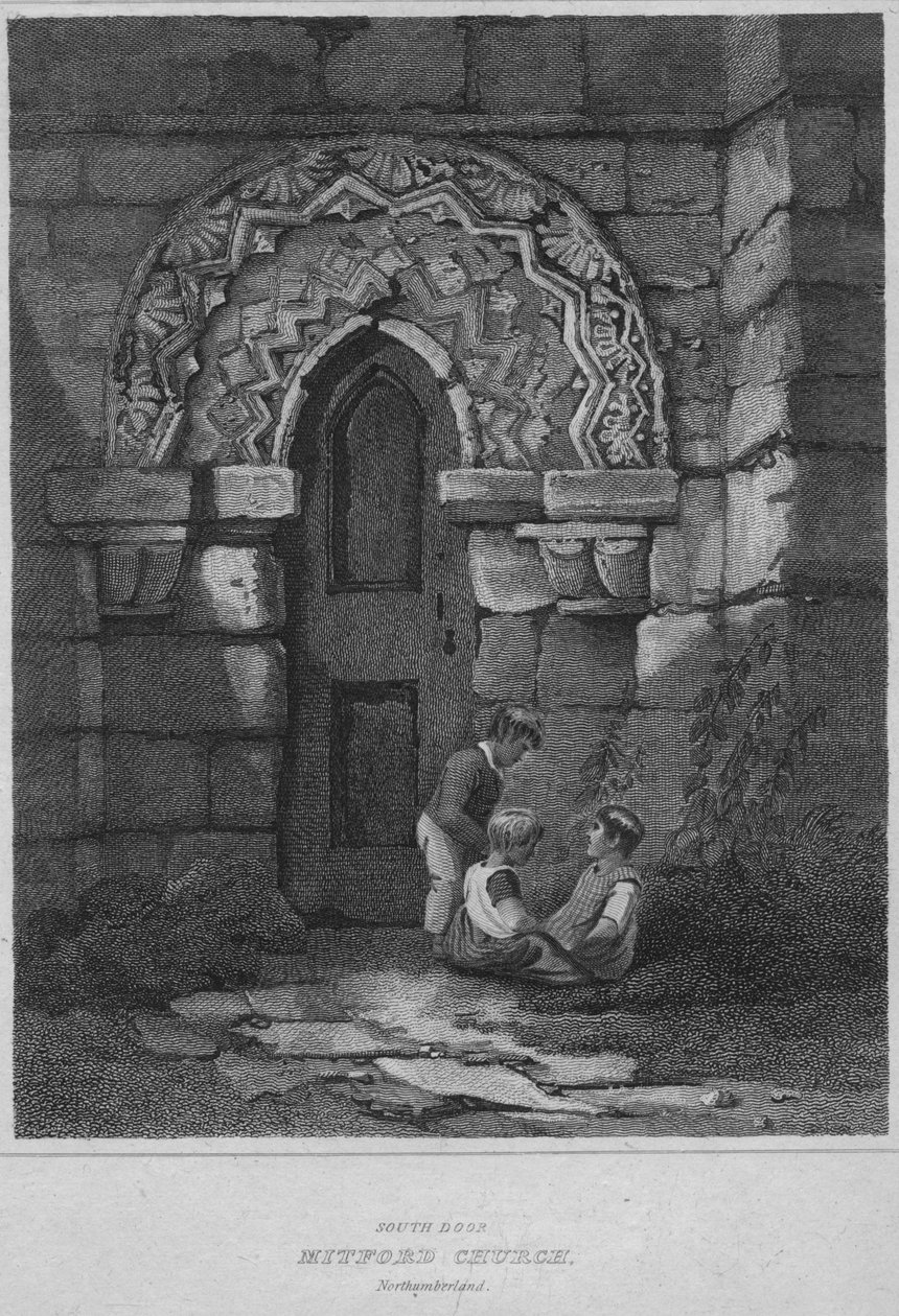 南门-米特福德教堂，诺森伯兰，1814年 作者 约翰·格雷格