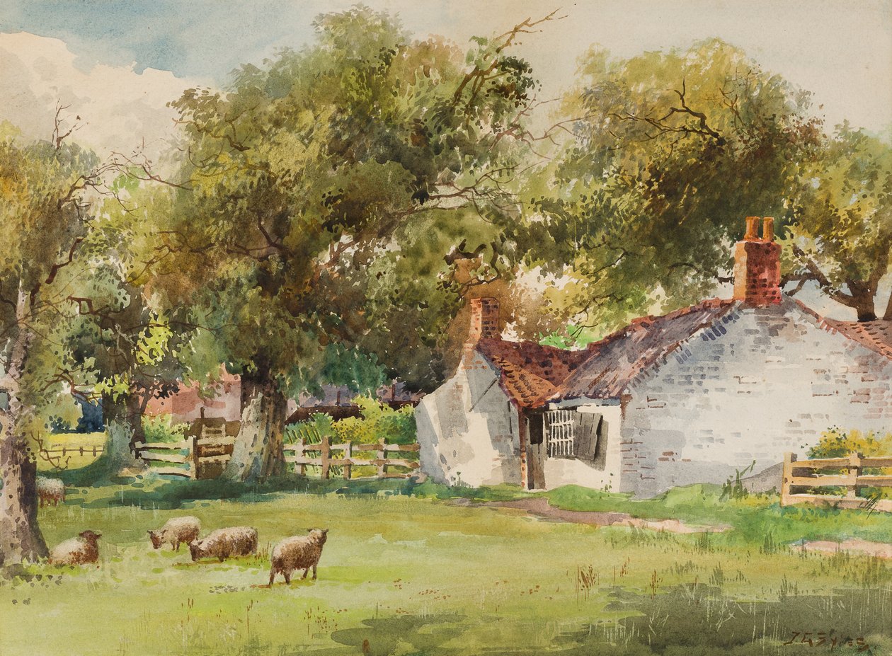 春天，Laceby Common（wc在纸上） 作者 约翰·古特里奇·赛克斯