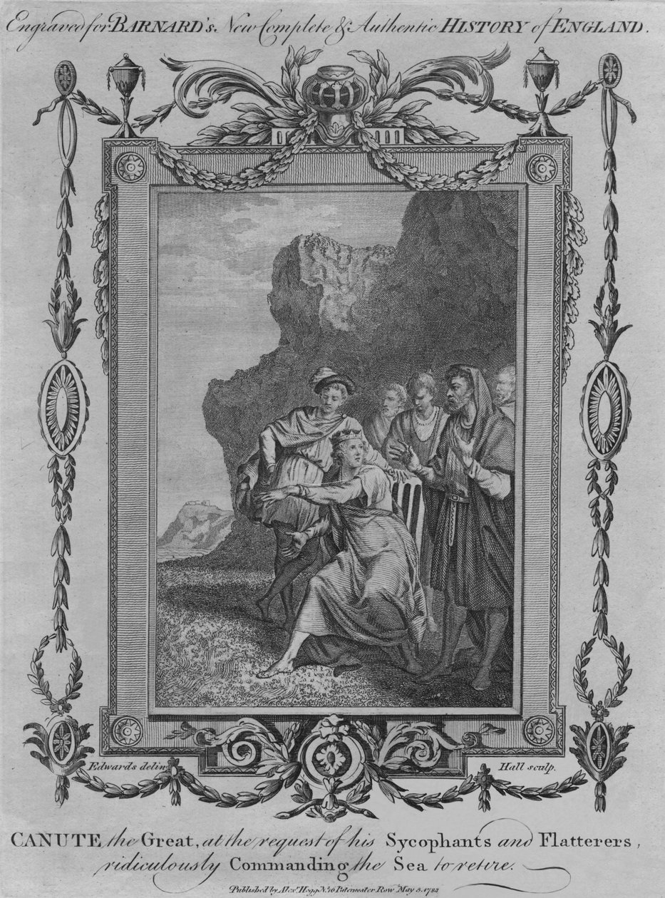 在他的S夫和奉承者的要求下，Canute the Great荒谬地指挥着大海 作者 约翰·霍尔