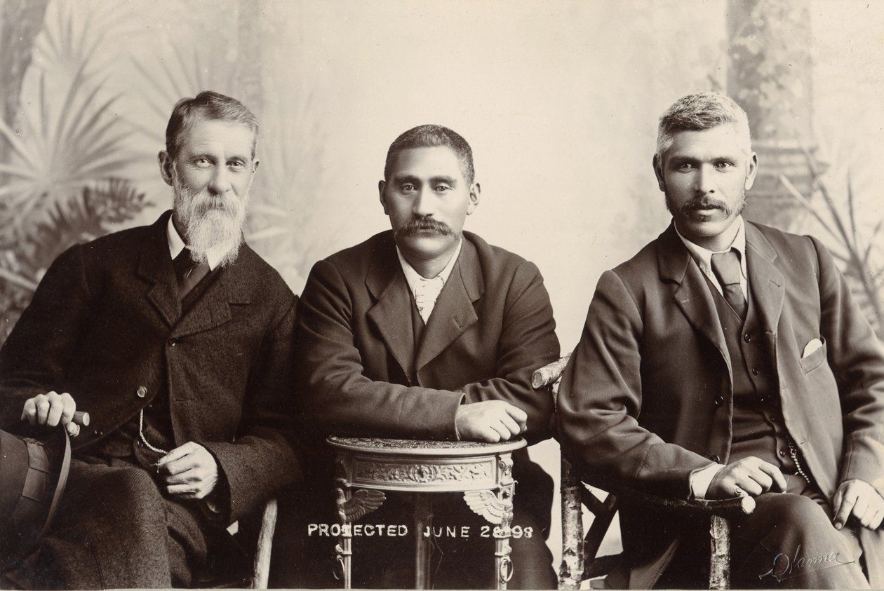威廉澳大利亚格雷厄姆，国王Mahuta Tawhaio和Tahuna Heirangi，1898年6月（银色明胶印刷） 作者 约翰·汉纳