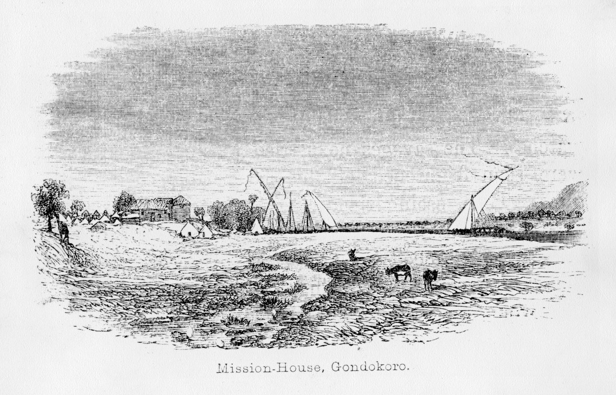 Misson-House，Gondokoro，来自“尼罗河源头发现杂志”，1864年 作者 约翰·汉宁·斯佩克