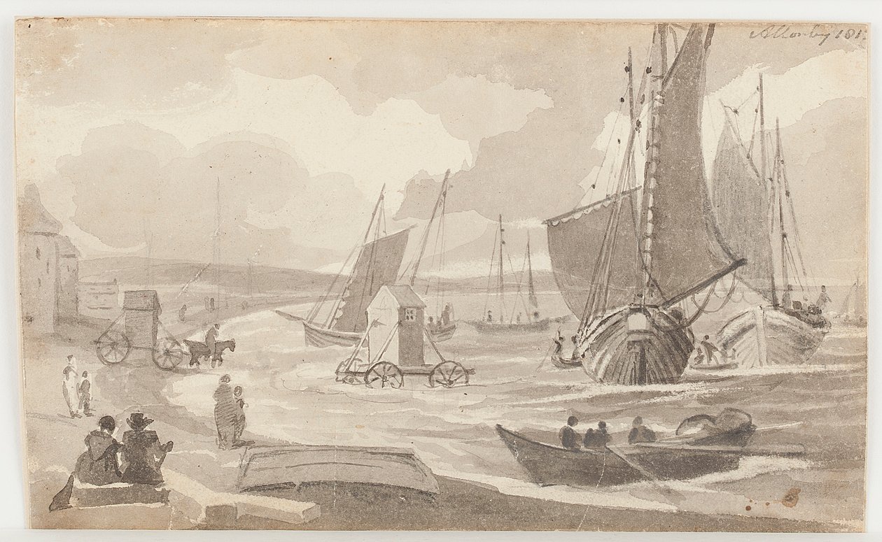沐浴机于1812年在坎布里亚郡阿隆比（纸上写字） 作者 约翰·哈登