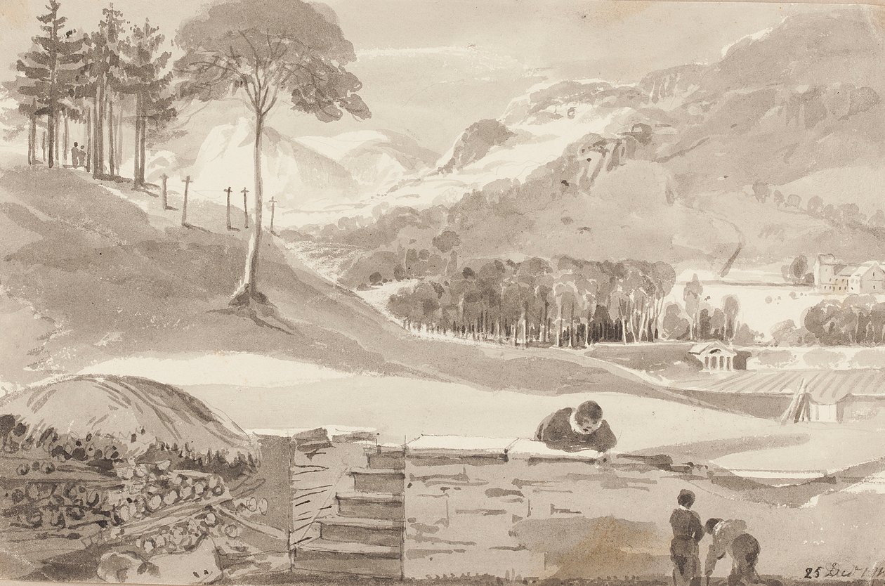 1819年坎布里亚郡湖区Brathay油田（纸上写着） 作者 约翰·哈登