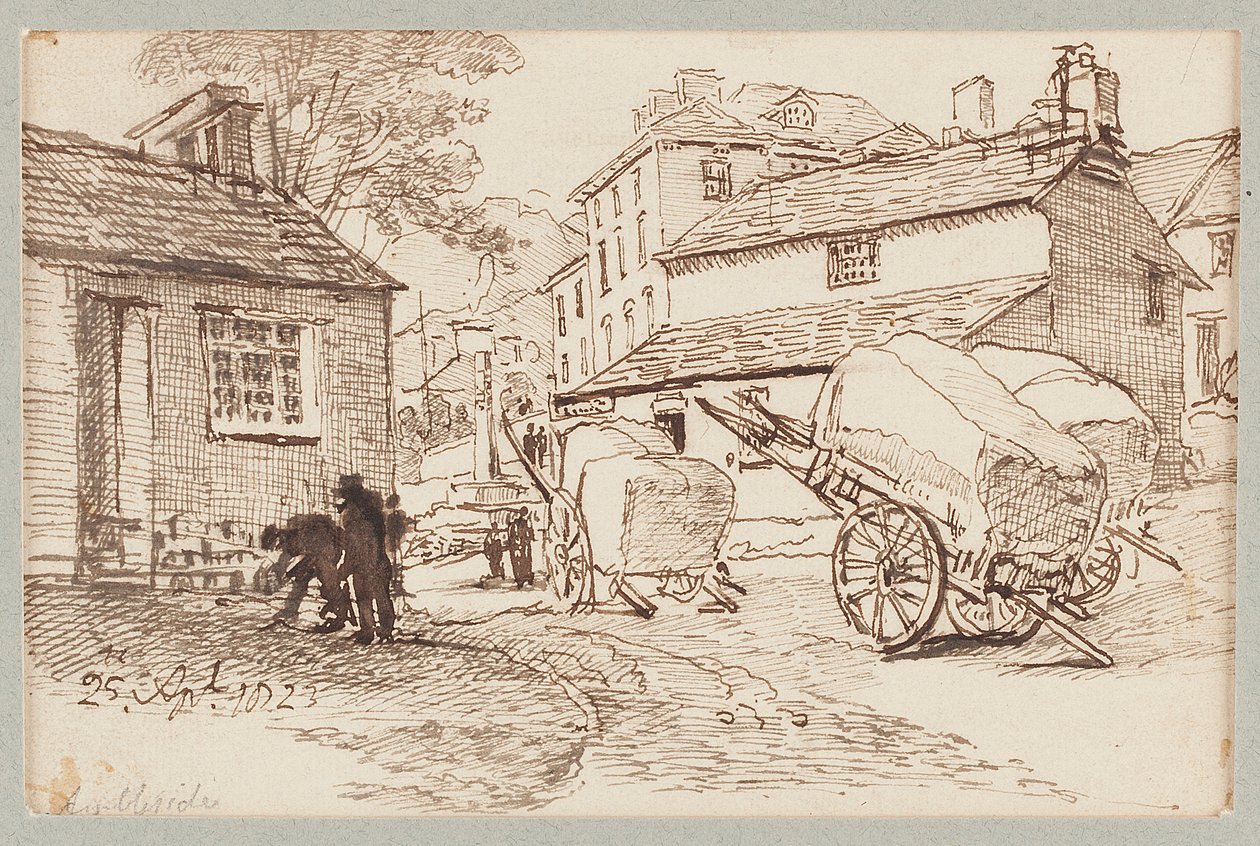 1823年坎布里亚郡安布尔塞德的购物车 作者 约翰·哈登