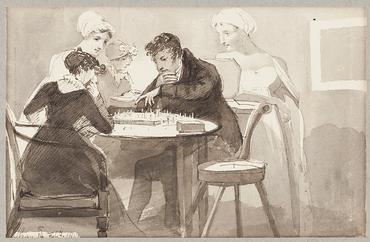 国际象棋，1812年（纸上写着） 作者 约翰·哈登