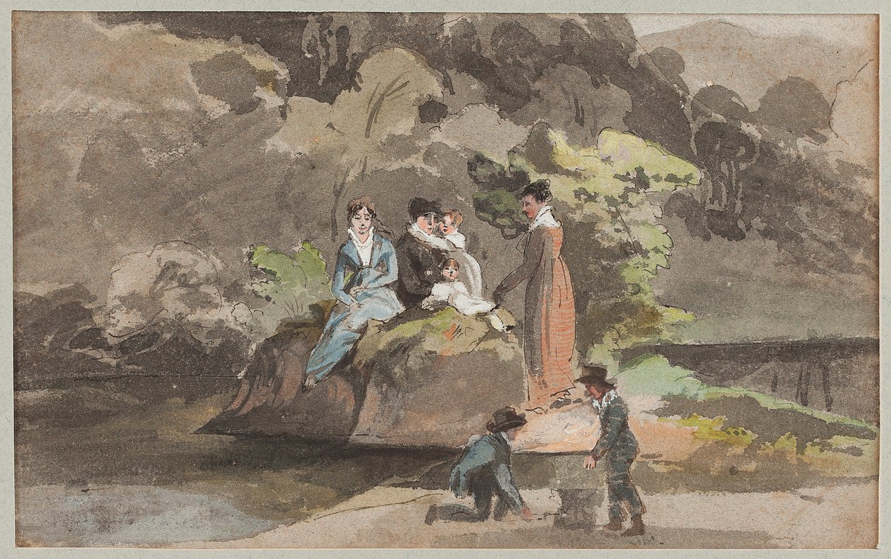 水上集团，1810年（纸上wc） 作者 约翰·哈登