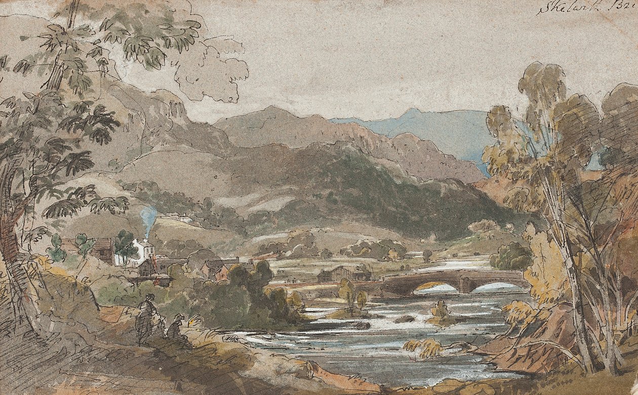 Skelwith Bridge，1812年（纸上写着） 作者 约翰·哈登