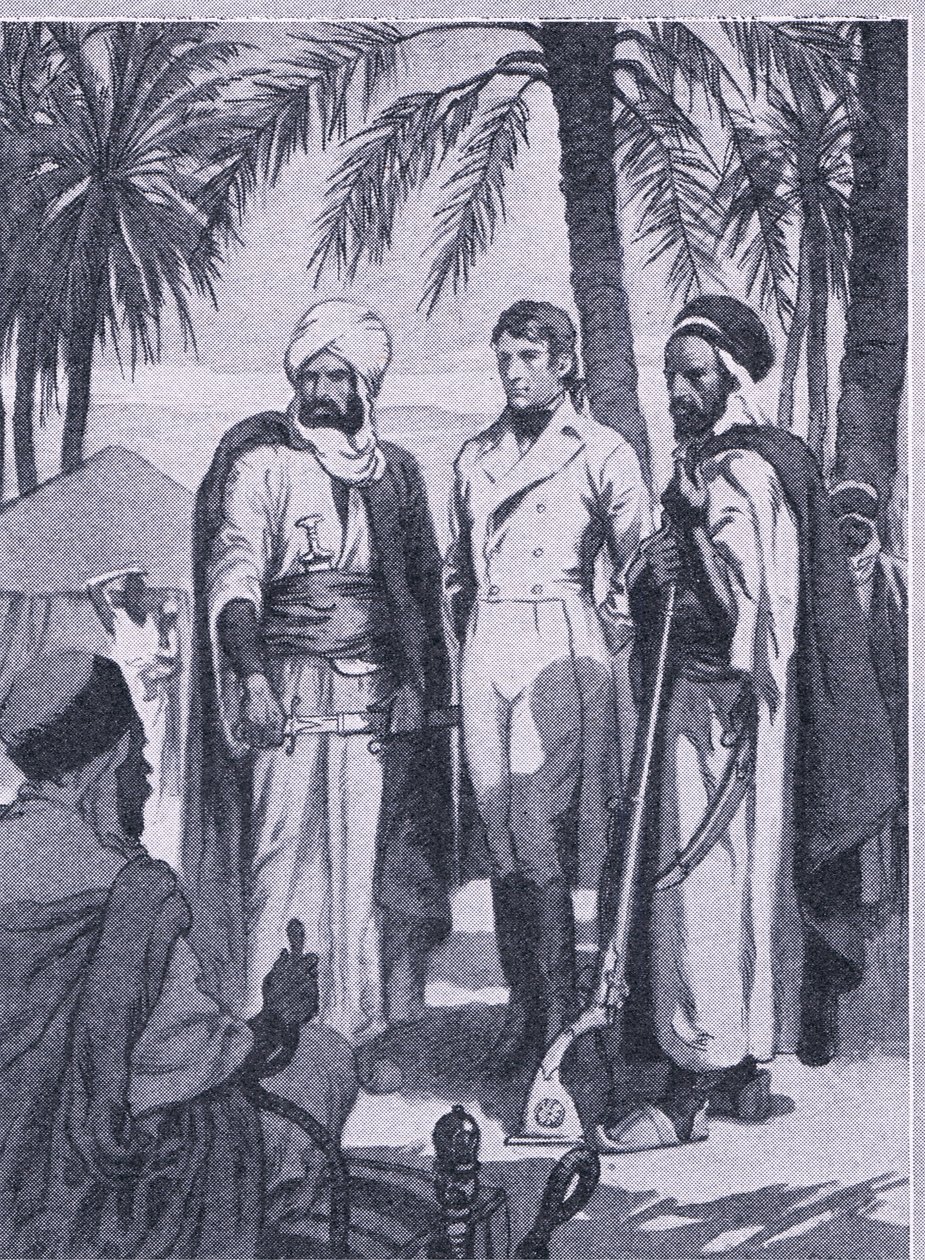 1853 年，大卫·利文斯通与一小群当地人开始了 1000 英里的穿越沼泽和森林的旅程，Newnes Pictorial Knowledge 由 Newnes 出版，约 1950 年代（石版画） 作者 约翰哈里斯瓦尔达