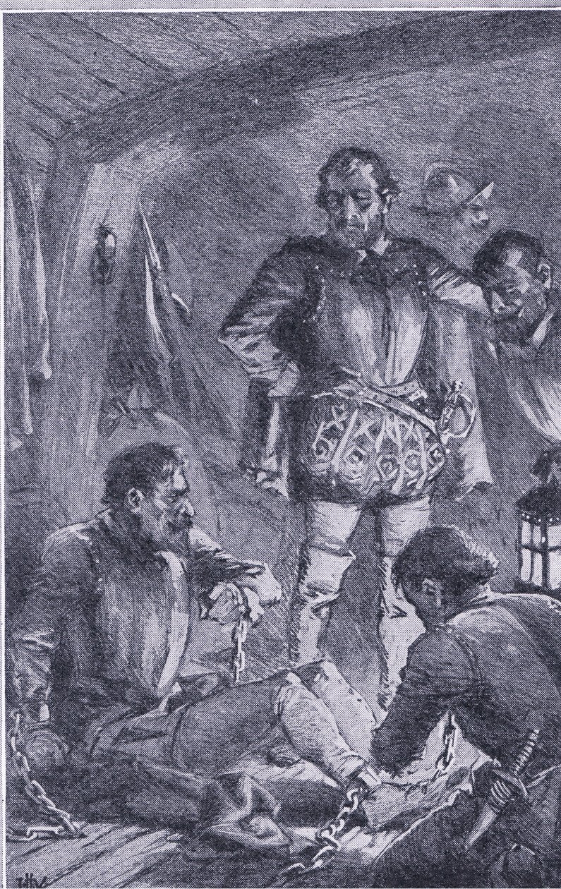 圣地亚哥-派往前去探索，跑上岸并被击毁，Newnes Pictorial Knowledge 由 Newnes 出版，约 1950 年代（石版画） 作者 约翰哈里斯瓦尔达