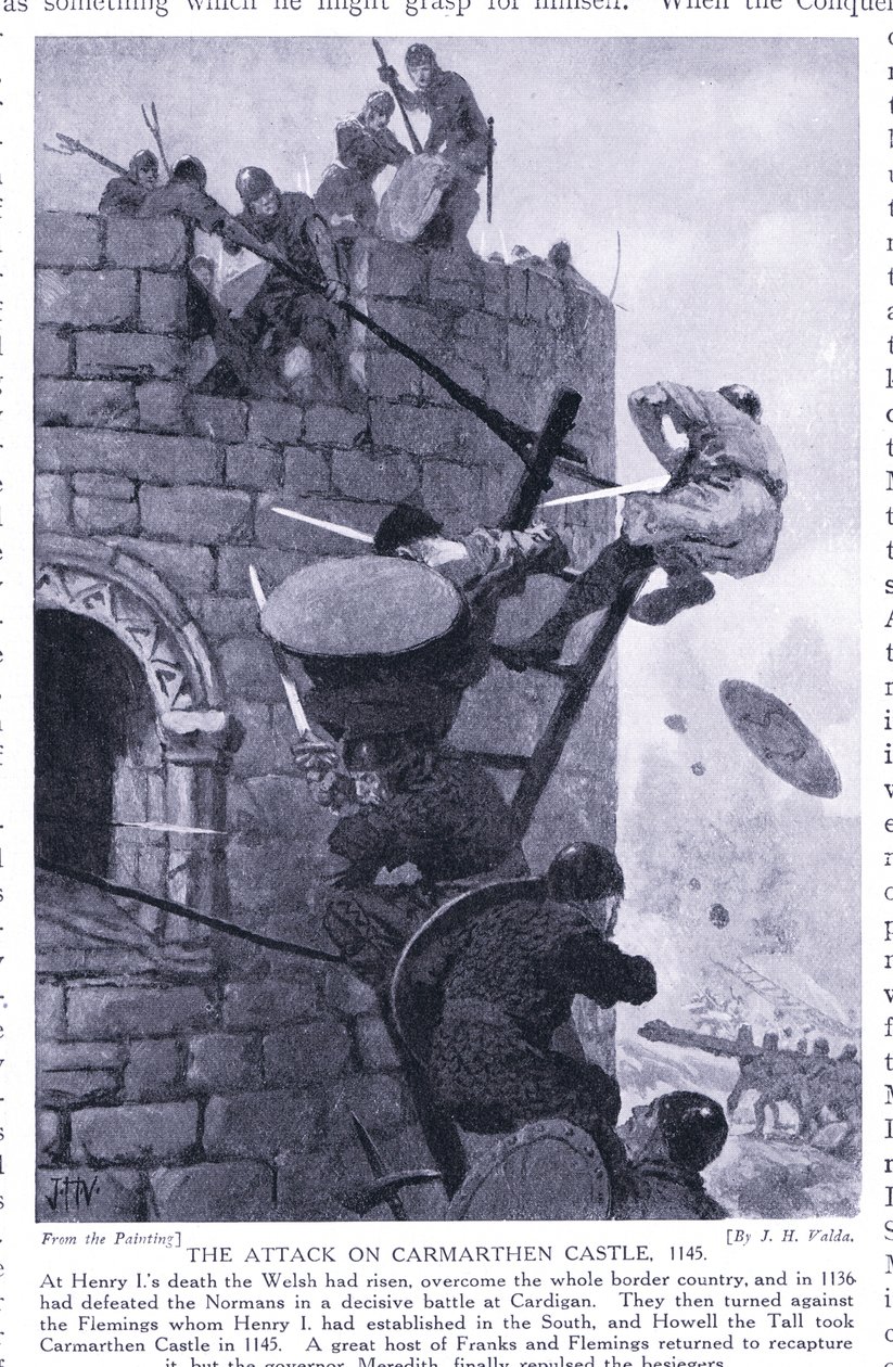 对卡马森城堡AD1136的攻击，1920年代 作者 约翰哈里斯瓦尔达