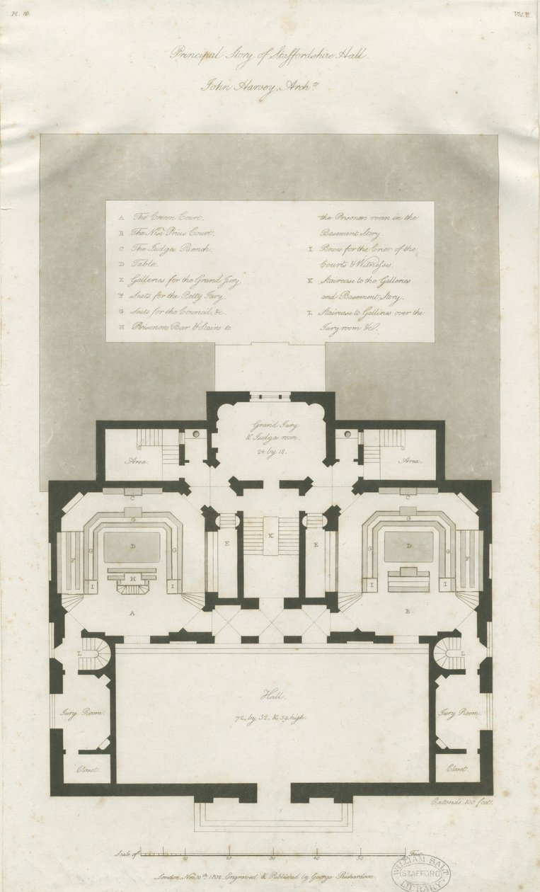 Stafford-Shire Hall的主要层计划：版画，编号[1794-1798]（印刷） 作者 约翰·哈维