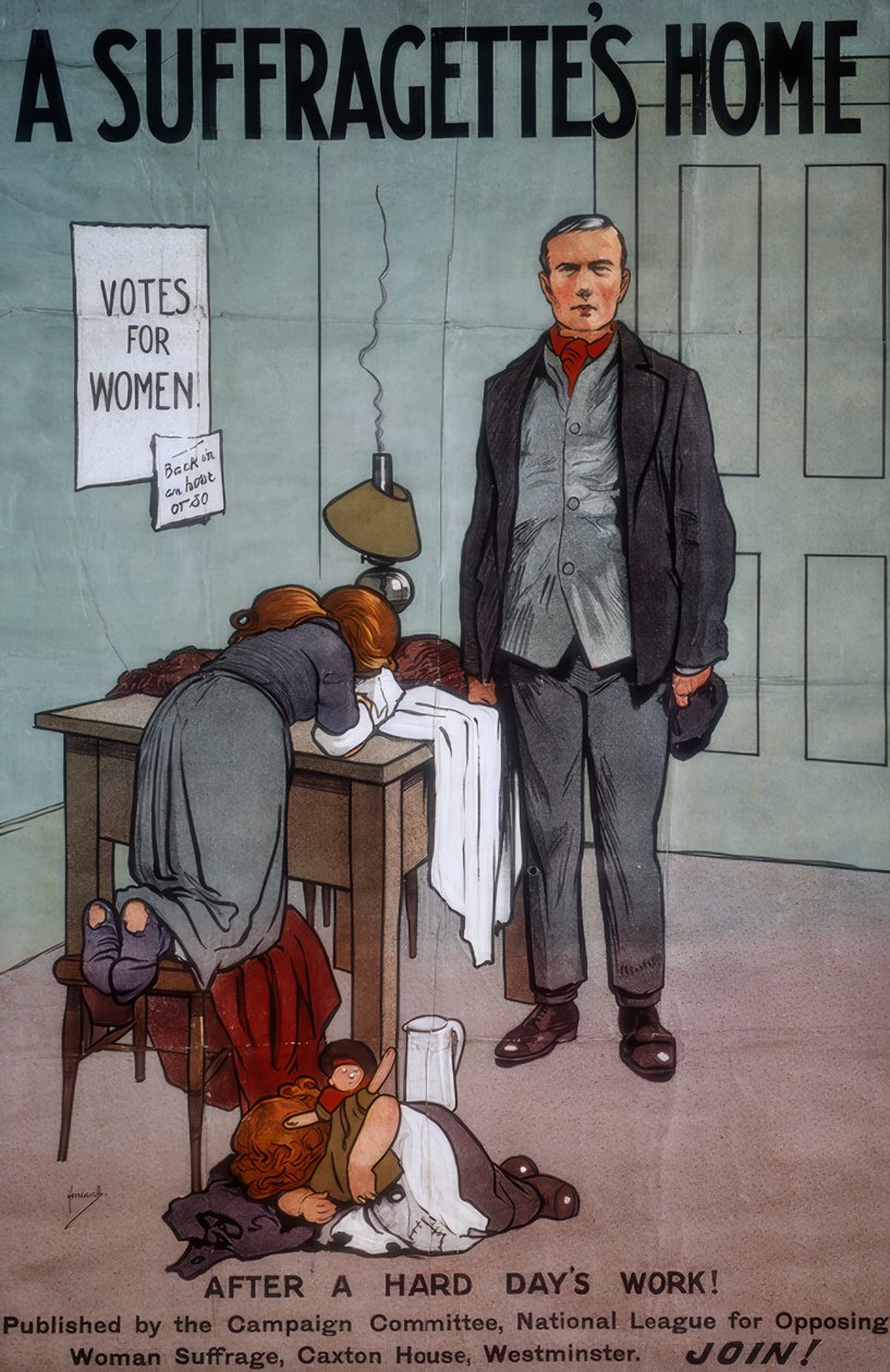Suffragettes Home - J. Hassall -海报，二十世纪 作者 约翰·哈索尔
