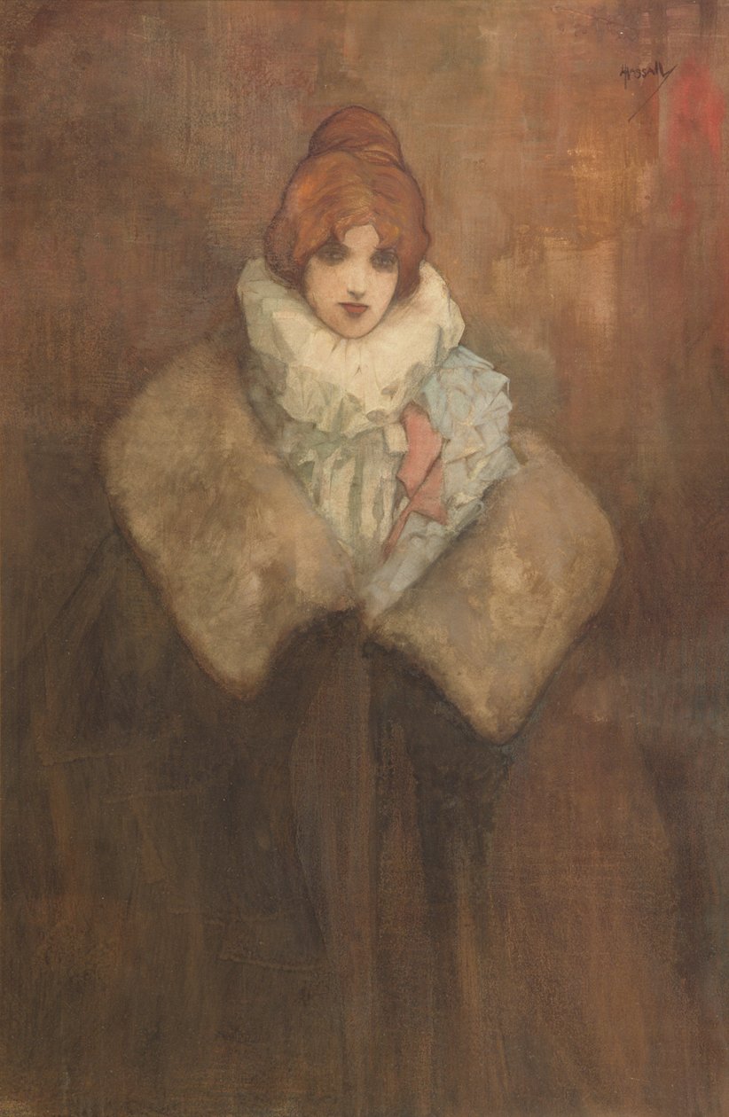 一位爱德华七世时代的女士，c.1910（纸上水彩画） 作者 约翰·哈索尔
